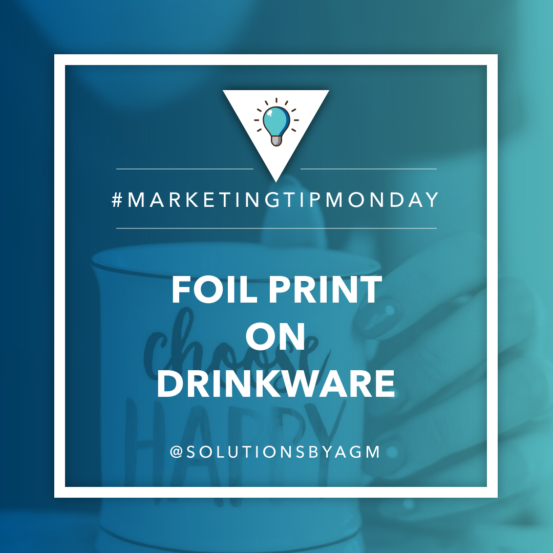 SolutionsByAGM's tweet photo. #MarketingTipMonday Make your logo shine with new foil printing technology on drinkware!

Start your custom order here: https://t.co/DzzqdUp9J3

#AGMSolutions #Marketing #MarketingStrategy #MarketingSolutions #FoilPrint #Drinkware #PromotionalProducts #CustomImprint #Branding https://t.co/3tmEAJ7vKz