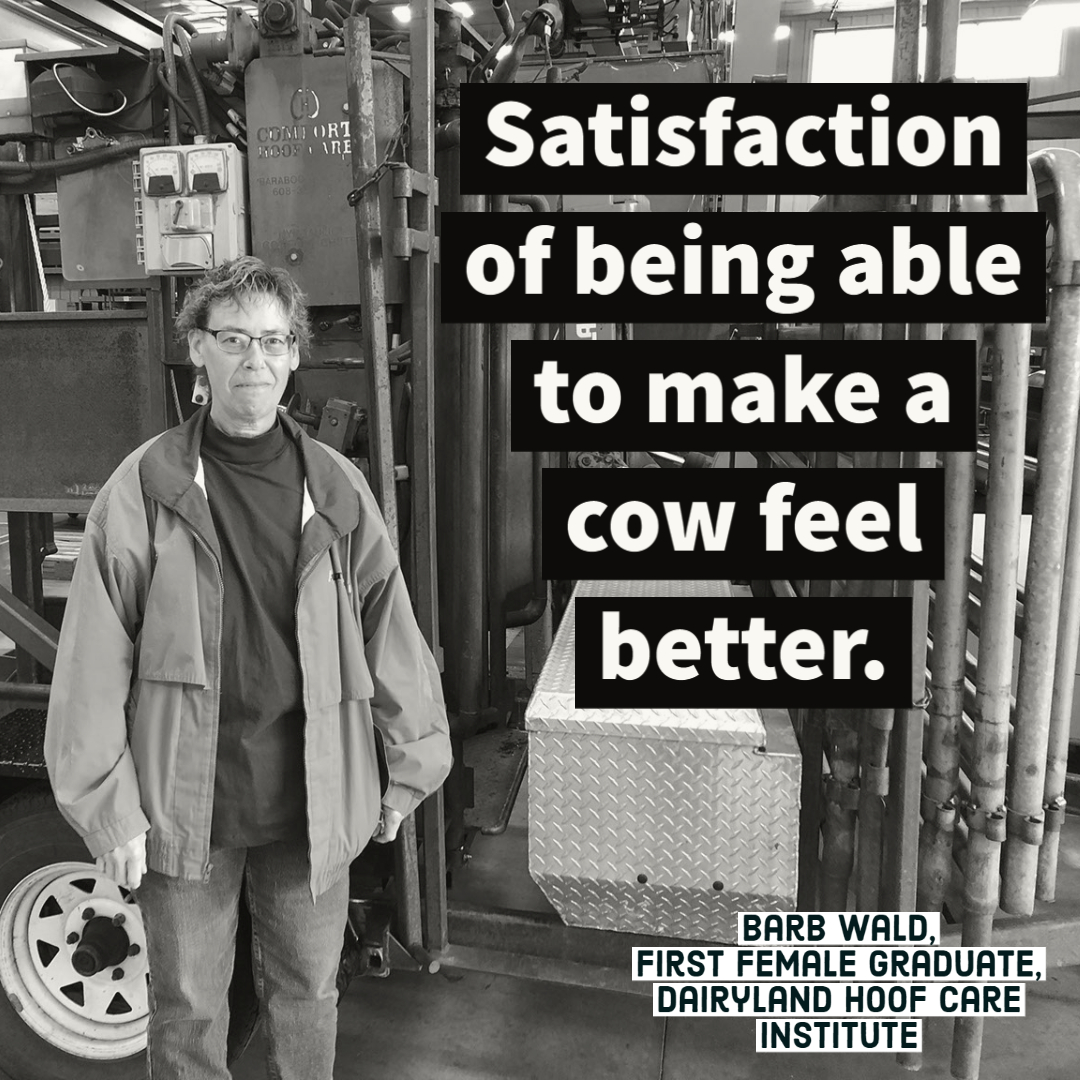 Barb was Dairyland Hoof Care Institutes first female graduate back in 1995. When asked what her favorite part about her job is, her answer was simple - it's all about the cow! #womeninagriculture