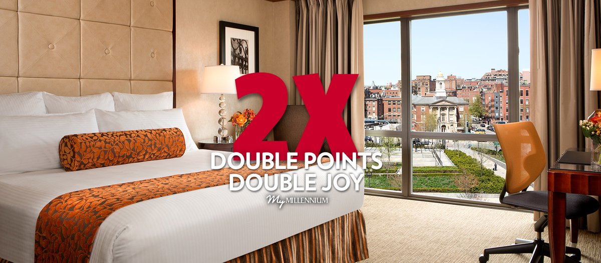 Now thereβs twice the reason to book a rewarding stay with Millennium Hotels and Resorts USA when you earn unlimited 2x My Millennium Points when booking any of our participating offers β getting you to your rewards twice as fast ππ¨ click to book now: https://t.co/M8868namsp https://t.co/I8IHH4hA6F