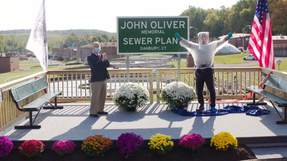 thehill's tweet photo. John Oliver cuts ribbon on sewage treatment plant named for him https://t.co/w7KQeZv2iz https://t.co/JS5VjWDMJd