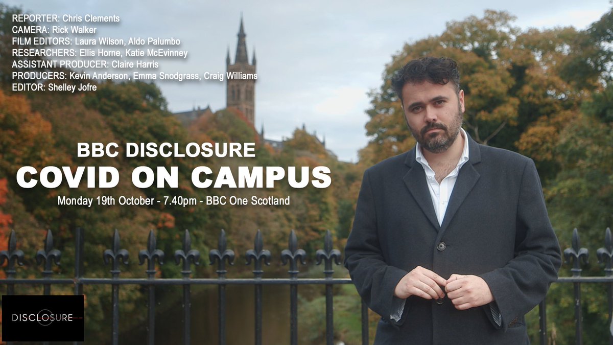 Next on BBC One Scotland @chrisclements investigates the spread of Covid-19 at Scotland’s universities. Disclosure: Covid on Campus 7.40pm | BBC One Scotland