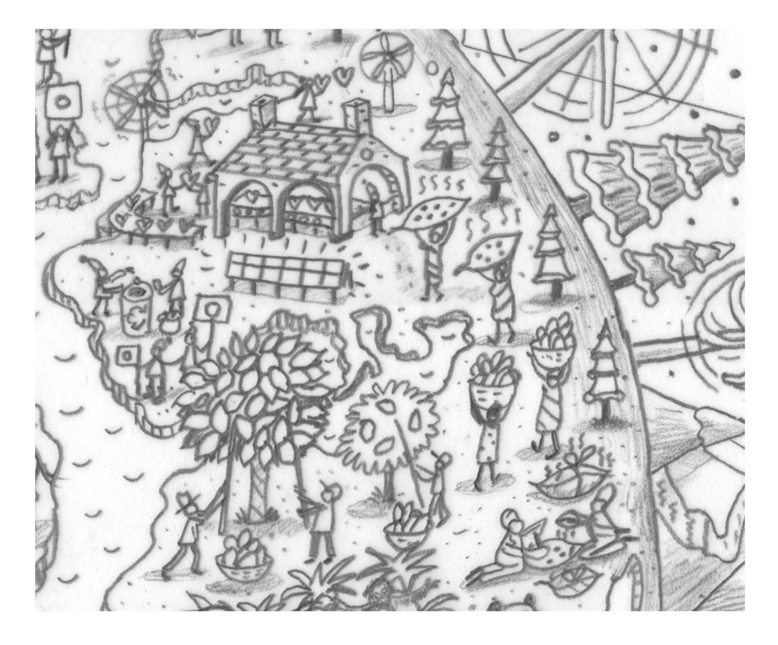 Here is my drawing for this years Divine Chocolate Fairtrade Advent Calendar plus some details. I’ll show my colour artwork process soon. This is my 13th illustration for the Divine Advent Calendars. 🎄🌍<a href="/divinechocolate/">Divine Chocolate</a> <a href="/DivineChocUSA/">Divine Chocolate USA</a>  #ClimateChange #fairtrade #Sustainability