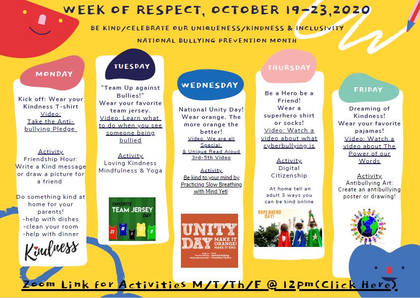 It's #BullyingPreventionMonth and our BUSD mental health specialists have put together some great activities for our #weekofrespect!