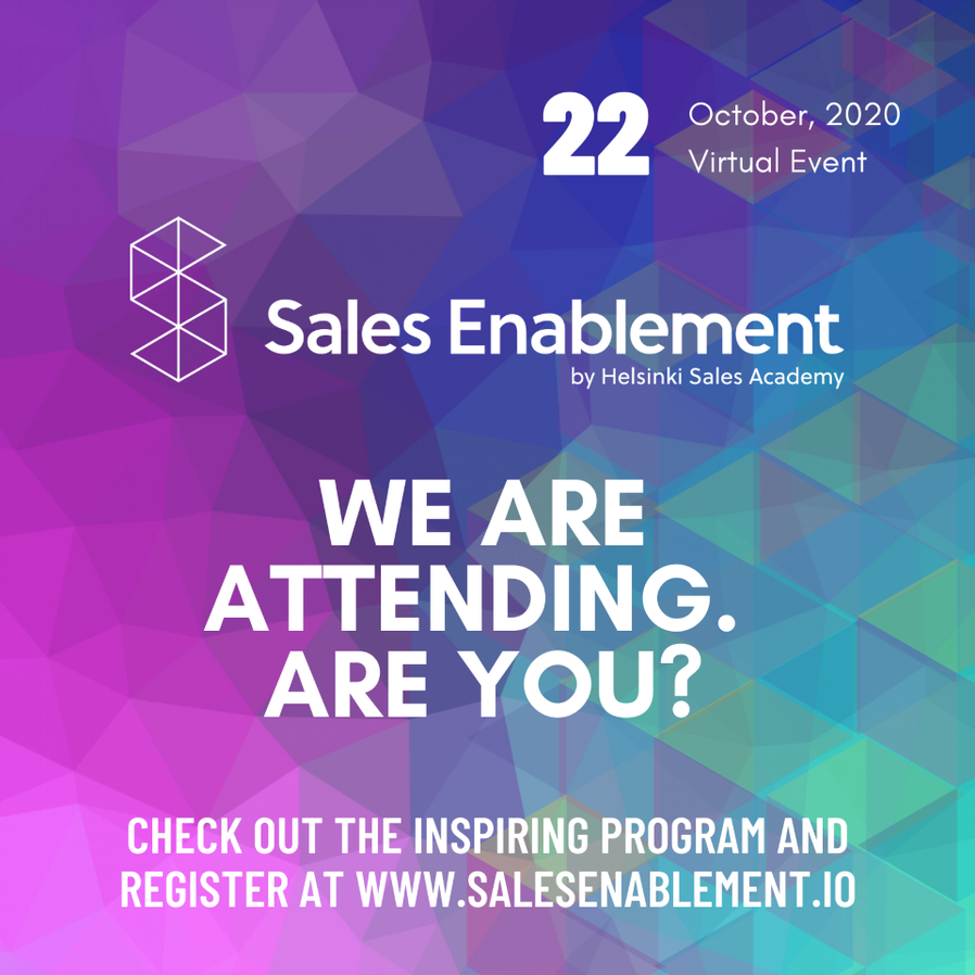 RemaPartners's tweet photo. Torstaina mennään! Vielä ehdit mukaan Nordic Sales Enablement -virtuaalitapahtumaan klo klo 8.45 – 12.30! Voit osallistua maksutta, kun käytät koodia Remapartners. https://t.co/pJfNJogHBw
#nordicsalesenablement2020 #NSE2020 #myynti #myyntijohtaminen https://t.co/kp65u89Vth