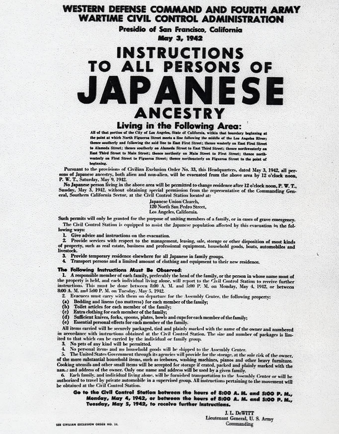 Le 19 déc 1942, Roosevelt signe l'Executive Order #9066 qui annonce le déplacement de ts les Japonais-Américains de la côte ouest. Ttes les données collectées par le FBI et les renseignements documentent l'absence totale de menace. Looking Like The Enemy, Mary Matsuda Gruenewald