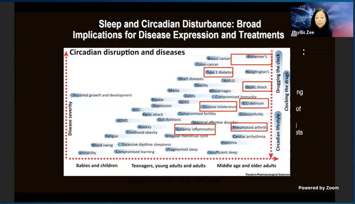 Broad implications of Circadian Disturbance! @PhyllisZee  #CHEST2020  #CHESTSoMe  @accpchest "Drug the clock and Clock the Drug" -  @PhyllisZee