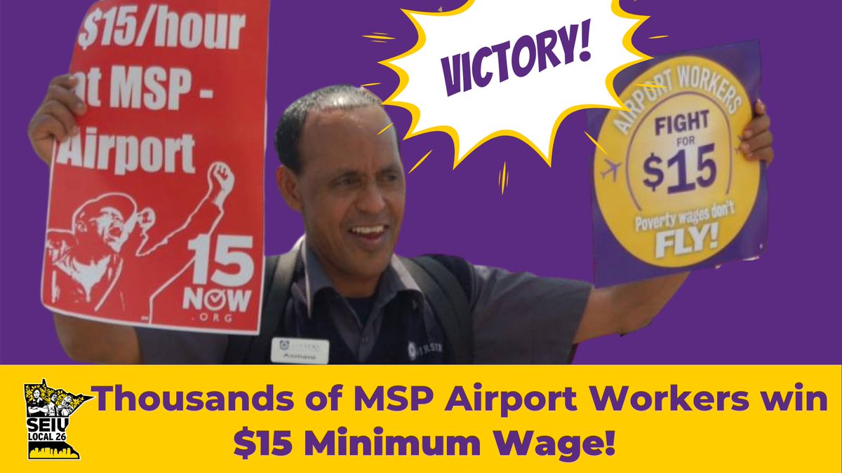 BREAKING: After years of advocacy from workers, the MSP Airport Commission voted today to raise the minimum wage at MSP to $15! When We Fight, We Win!

RELEASE: seiumn.org/2020/10/19/wor…

#Fightfor15 #WeMakeMN #ProtectAllWorkers #UnionsForALL #MyVoteisEssential