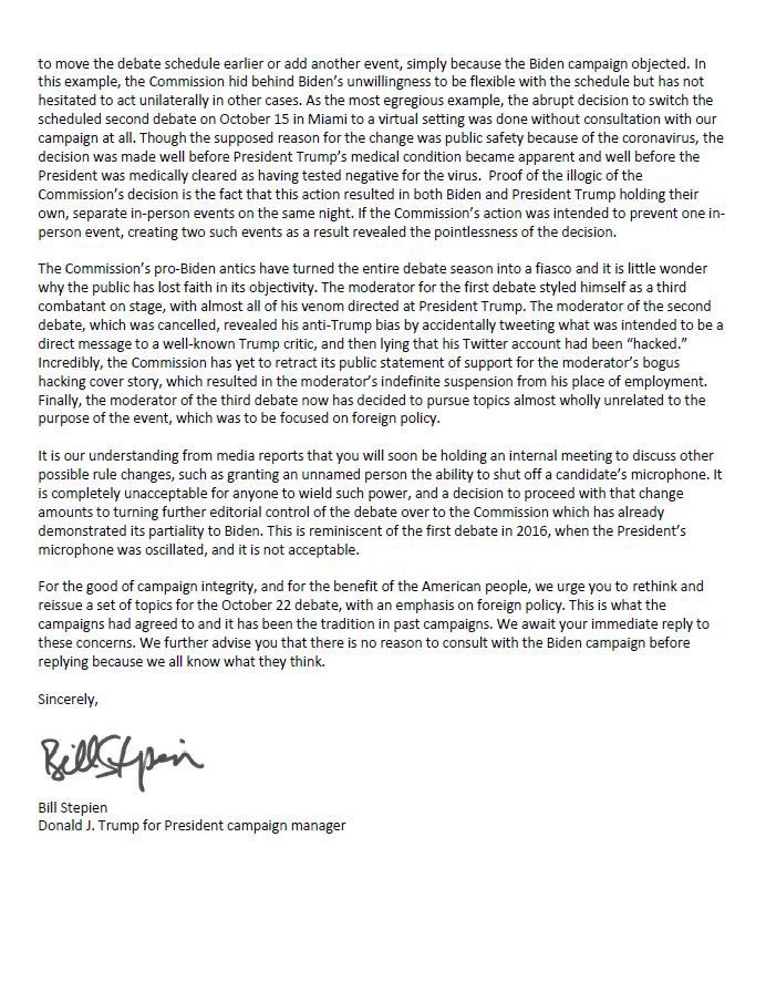 Our letter to the BDC (Biden Debate Commission)