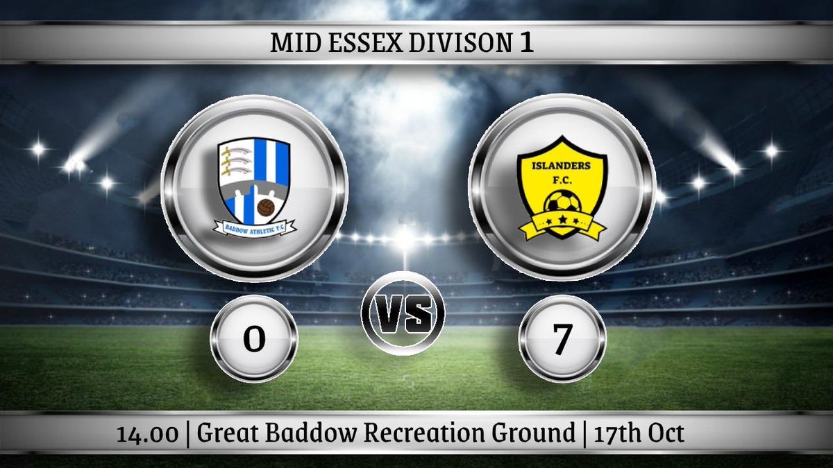 ⚽️⚽️ RESULT ⚽️⚽️

<a href="/BaddowAFC/">Baddow Athletic F.C</a> 0 - 7 <a href="/IslandersFC/">Islanders F.C.</a> 

Another big performance from the lads to bounce back from last weeks defeat!

Goalscorers:
Own Goal ⚽️
@ReeceStone1993 ⚽️
<a href="/AaronNoakes/">Aaron Noakes</a> ⚽️
<a href="/rickysisley/">ricky sisley</a> ⚽️
Lee Thorne ⚽️
<a href="/olliebaker7/">Ollie Baker</a> ⚽️
Elliott Eaton ⚽️