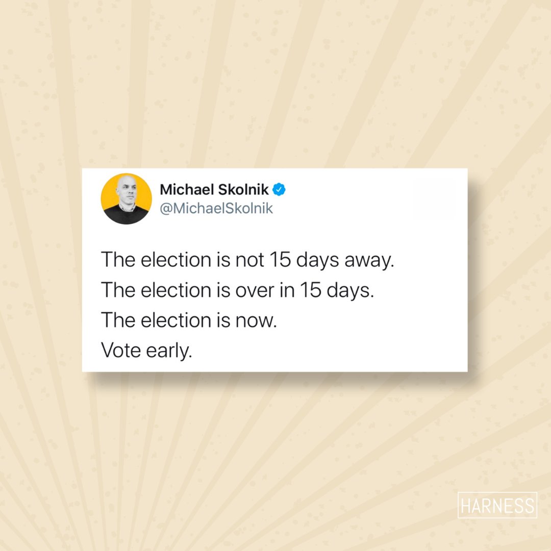 iwillharness's tweet photo. As always, @MichaelSkolnik is giving us all the #MondayMotivation we need 🙌
Are you voting by #MaskorMail? Visit https://t.co/V3SHfKv9Y0 to make your voting plan today! 🗳️ https://t.co/DWpGclJcHc
