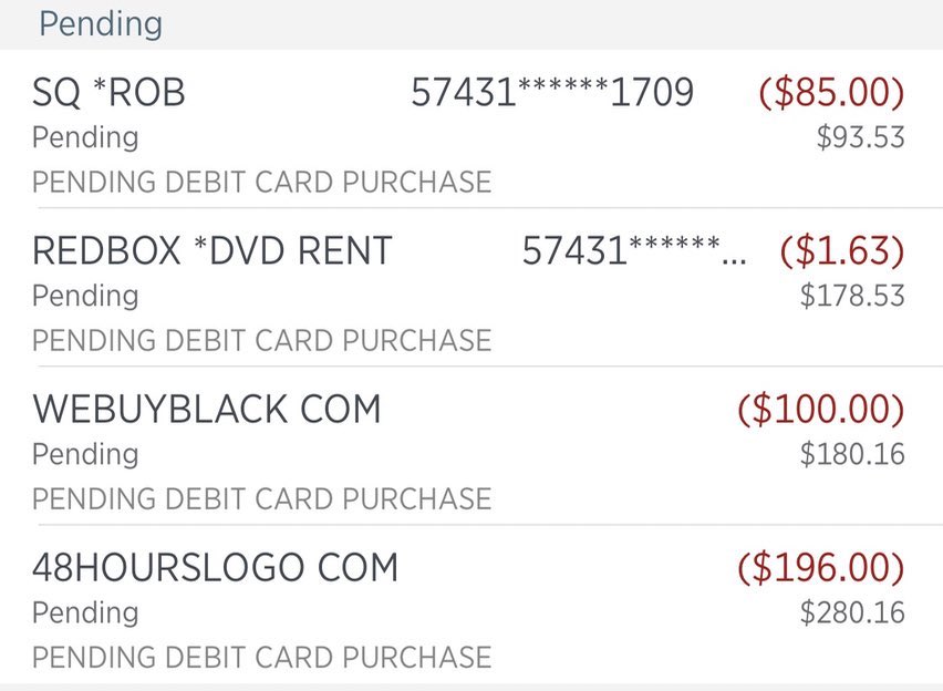 Found a screen shot of my bank account from a few years ago Had $476 Spent $196 on a logo $100 on an ad $1.63 to rent a redbox movie $85 to a photographer ( @RobHaveMercy ) I had $93 left to surviveJune 30th, 2017 a Friday night that turned into a long weekend
