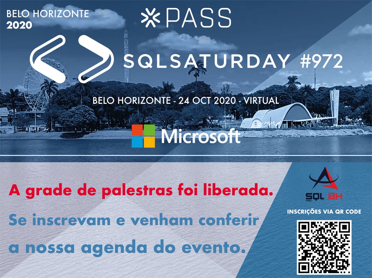 SqlBh's tweet image. Quem ainda não se inscreveu, aproveite e faça a sua inscrição! 😉 sqlsaturday.com/972/language/p…