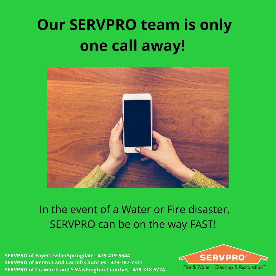 SERVPRO can be ready wherever you need us to be! SERVPRO is happy to serve Crawford, Washington, Benton and Carroll Counties!