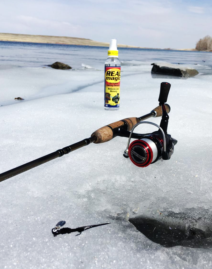 Remember, REAL MAGIC prevents icing. Spray on your rods and line before, during and after your ice fishing trip. #realmagic #icefishing #longercasts