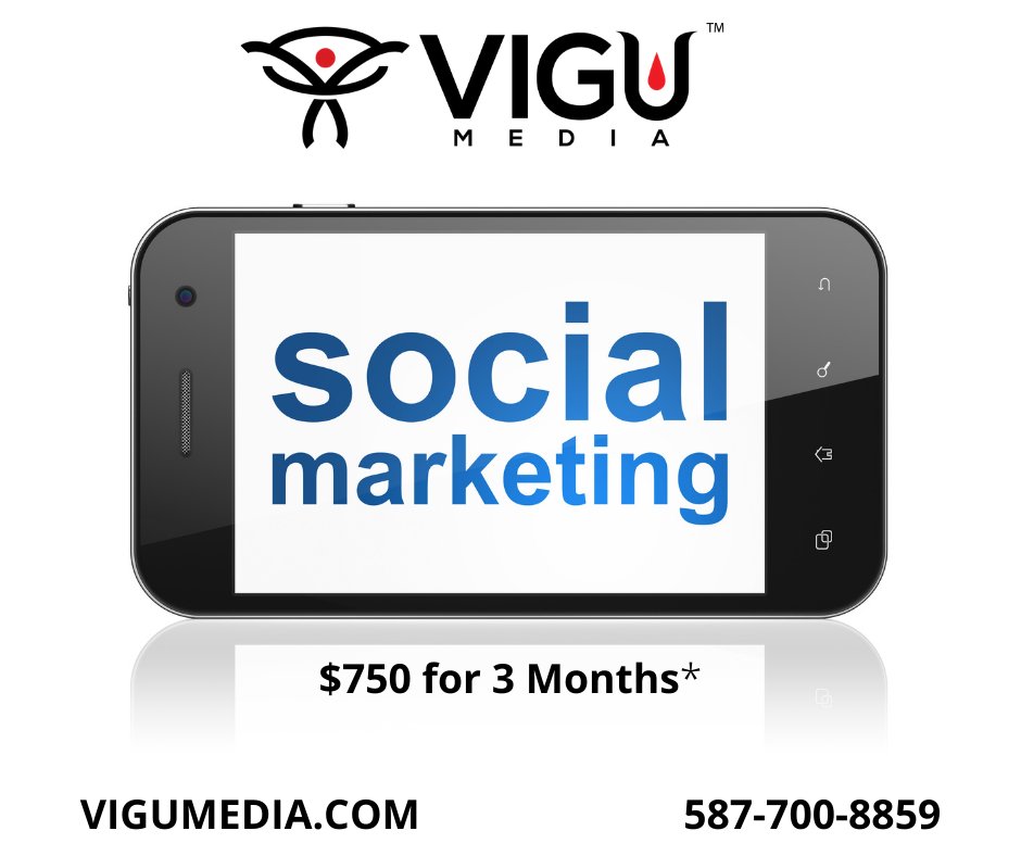 vigumedia's tweet photo. Fully Managed Social Marketing Promo $750 for 3 months!

*Regular price $900. Save $150

5 posts per week on Facebook, Instagram, Twitter, LinkedIN &amp; Google my Business

Learn more
https://t.co/hGx1BwjPvE

587-700-8859

Offer expires Dec. 31/2020 https://t.co/oYeMd9pdPv