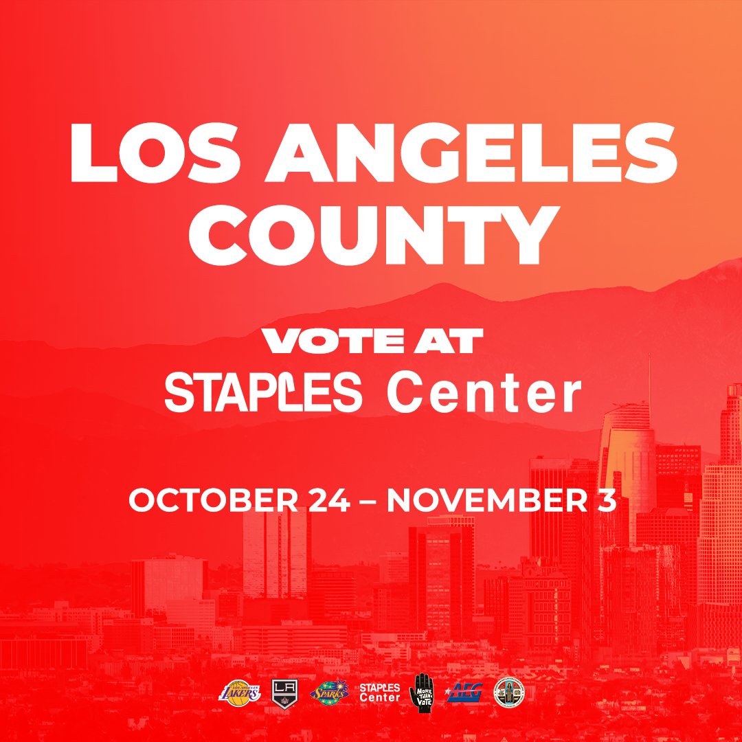 cryptocomarena's tweet image. STAPLES Center will serve as a General Election Vote Center starting this Saturday, October 24. For full information please visit staplescenter.com/vote