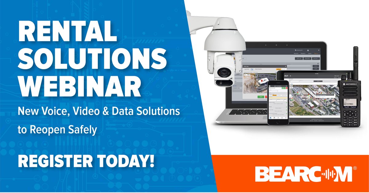 Register for our Upcoming Webinar on BearCom’s newly expanded Rental Solutions Portfolio including video surveillance, incident management, and more! Join us on Oct 27th at 11 am CST or Nov 4th at 2:30 pm CST to learn more. Click the link to Register! ↓ 
tinyurl.com/yyhnha5v