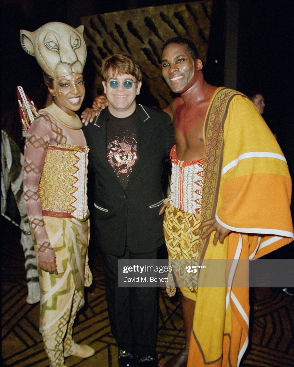 Rogerwright1's tweet image. Happy 21st Anniversary Lion King London wow where did those years go ? Here's a photo backstage with wonderful Sir Elton after our opening night's show 21 years ago today.. 
19th October 1999
Long live the King 🦁 👑♥ 
Xx