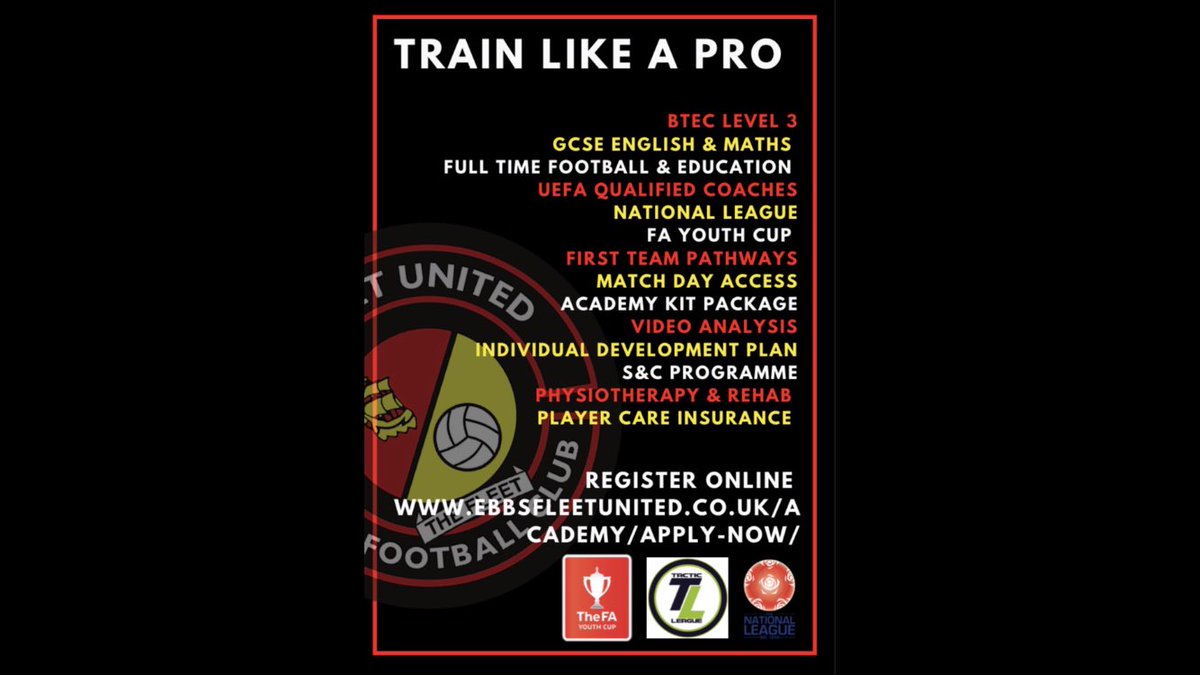 Recruitment | Not long now till first opportunity to showcase your talents to become a member of <a href="/AcademyEUFC/">Ebbsfleet United Academy</a> for 2021-22 season. If you not yet applied pls do so at ebbsfleetunited.co.uk/academy/apply-…