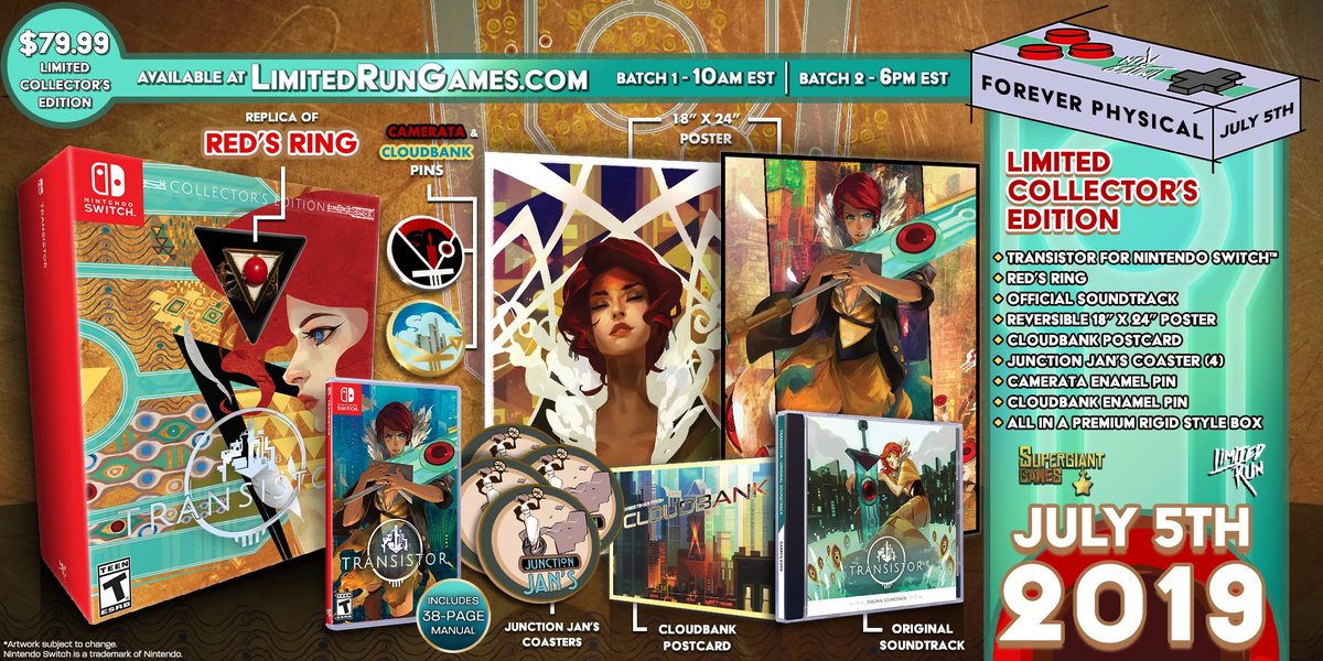 As with our other #LimitedRun5 celebrations, we are honoring Transistor with a Collector's Edition giveaway... this time for the Nintendo Switch! To enter: follow us, retweet, and reply with your Junction Jan's order (non-canonical menu items accepted). Winner drawn tomorrow!