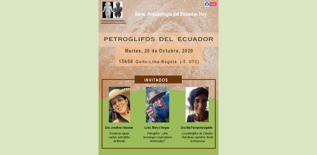 Mañana 3 de la tarde (hora de Quito), en Facebook Live.
facebook.com/Arqueolog%C3%A…