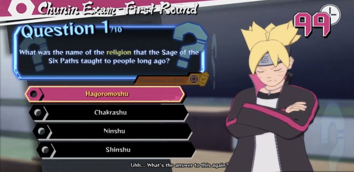 Underlegen Stor vrangforestilling Kejser Boruto Livetweet! on Twitter: "QUESTION TIME! What was the name of the  religion that the Sage of the Six Paths taught to people long ago? A)  Hagoromoshu B) Chakrashu C) Ninshu D)