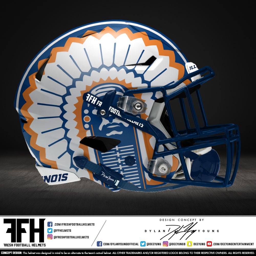 FFhelmets's tweet image. Illinois Fighting Illini, college. Design concept by @deeyung. #FreshFootballHelmets