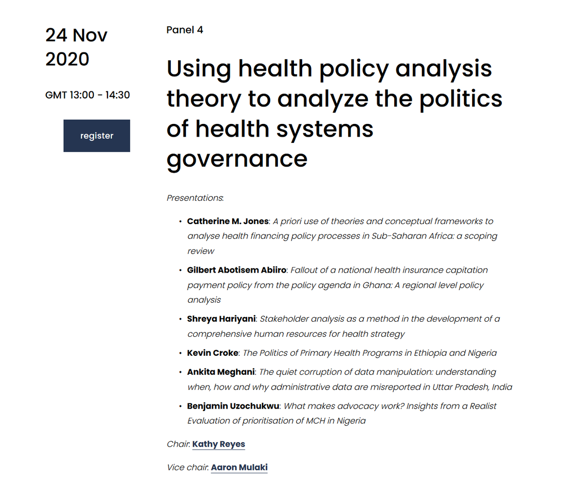 Theory for analysing politics of health governance with  @_CatJones_  @GilbertAbiiro  @shreya_hariyani @kjcroke1  @ankimeg in the next session of  @GlobalHPR on Nov 24!