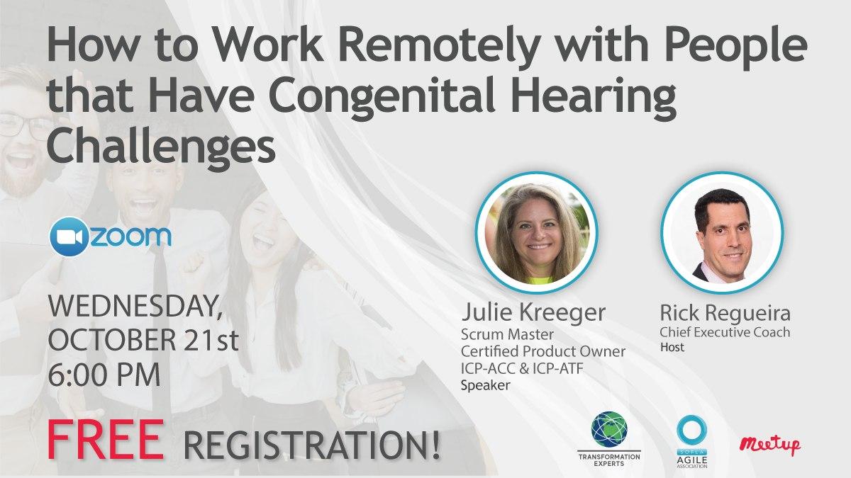Agile_TE's tweet image. Definitely, those with hearing loss difficulties can face an extra set of barriers in the virtual working world, especially when co-workers are reluctant to turn on their cameras.

@Juliekreeger

#StayAgile #TransformationExperts #SFAA #FreeWednesdayMeetup #WorkingRemotely