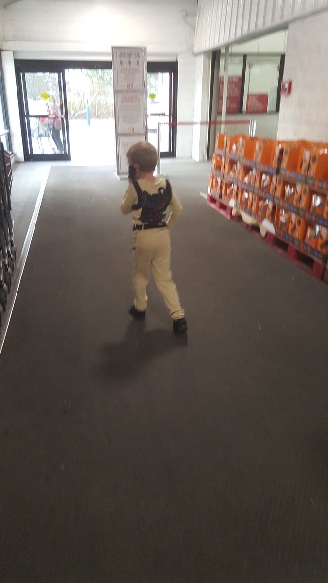 7 is wearing Ghostbusters pjs for errands because it's, and this is a direct quote, "costume month, mom".Fine. Costume month all around.What are you dressed as today?