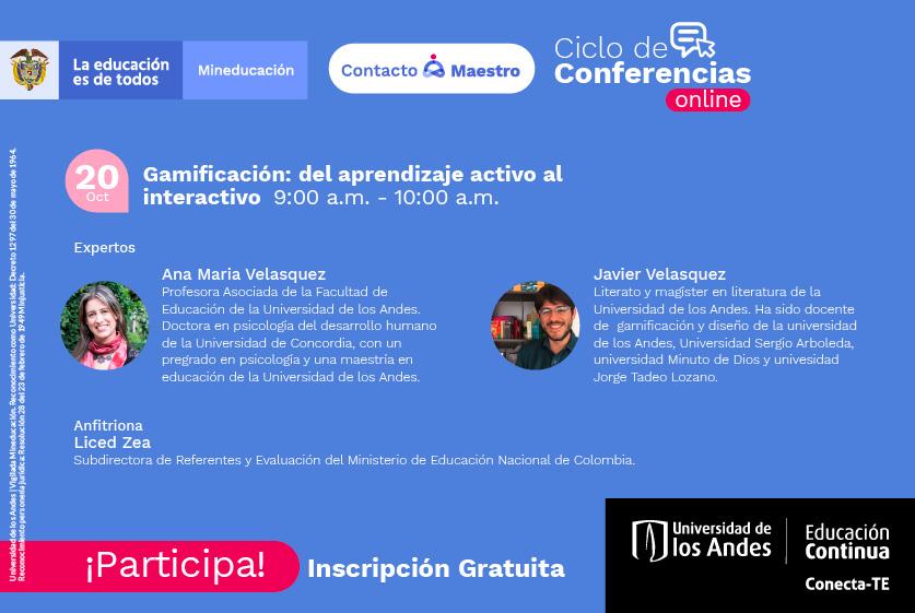 Acompáñanos mañana en la conferencia "#Gamificación: Del aprendizaje activo al interactivo" organizada por <a href="/Uniandes/">Uniandes</a> y <a href="/Mineducacion/">MinEducación</a> 

¡Subamos de nivel en la #educación! 📚🎮

Registrate aquí 👉 bit.ly/2Hb4vae