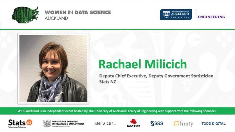WiDSNewZealand's tweet photo. Today is #StatsDay20 #WiDSAuckland is grateful for the continued support of @Stats_NZ as gold sponsor check out this talk from Deputy Government Statistician Rachael Milicich on our YouTube channel https://t.co/tTVlOrEjOV https://t.co/rpsx4AmDtm