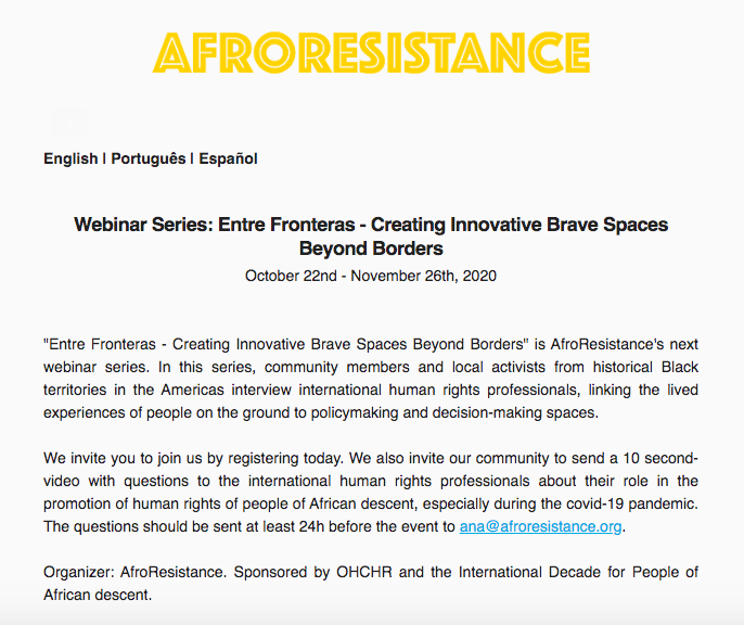 Hello, hi. Would you look at this INCREDIBLE PROGRAMMING that  @afro_resistance STAY BRINGING YOU! Programming where ACTUAL BLACK LATIN AMERICANS ARE CENTERED. SPREAD THIS.  https://linktr.ee/afroresistance  follow on instagram @/afroresistance DONATE  http://givebutter.com/afroresistencia 