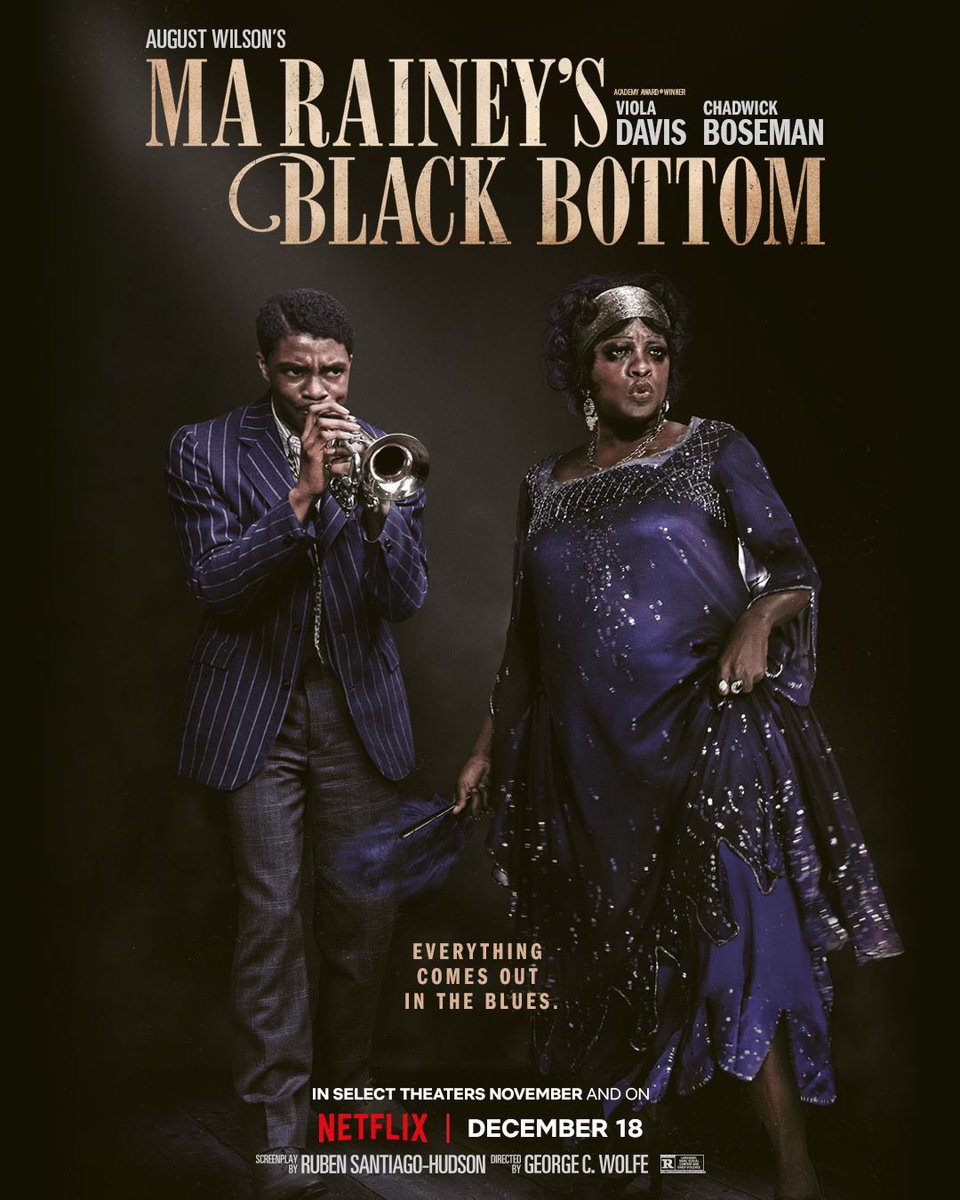 violadavis's tweet image. Is there anything more real than the blues? 🎶 Ma Rainey’s Black Bottom, directed by George C. Wolfe and based on the play by August Wilson is coming to @Netflix on December 18.