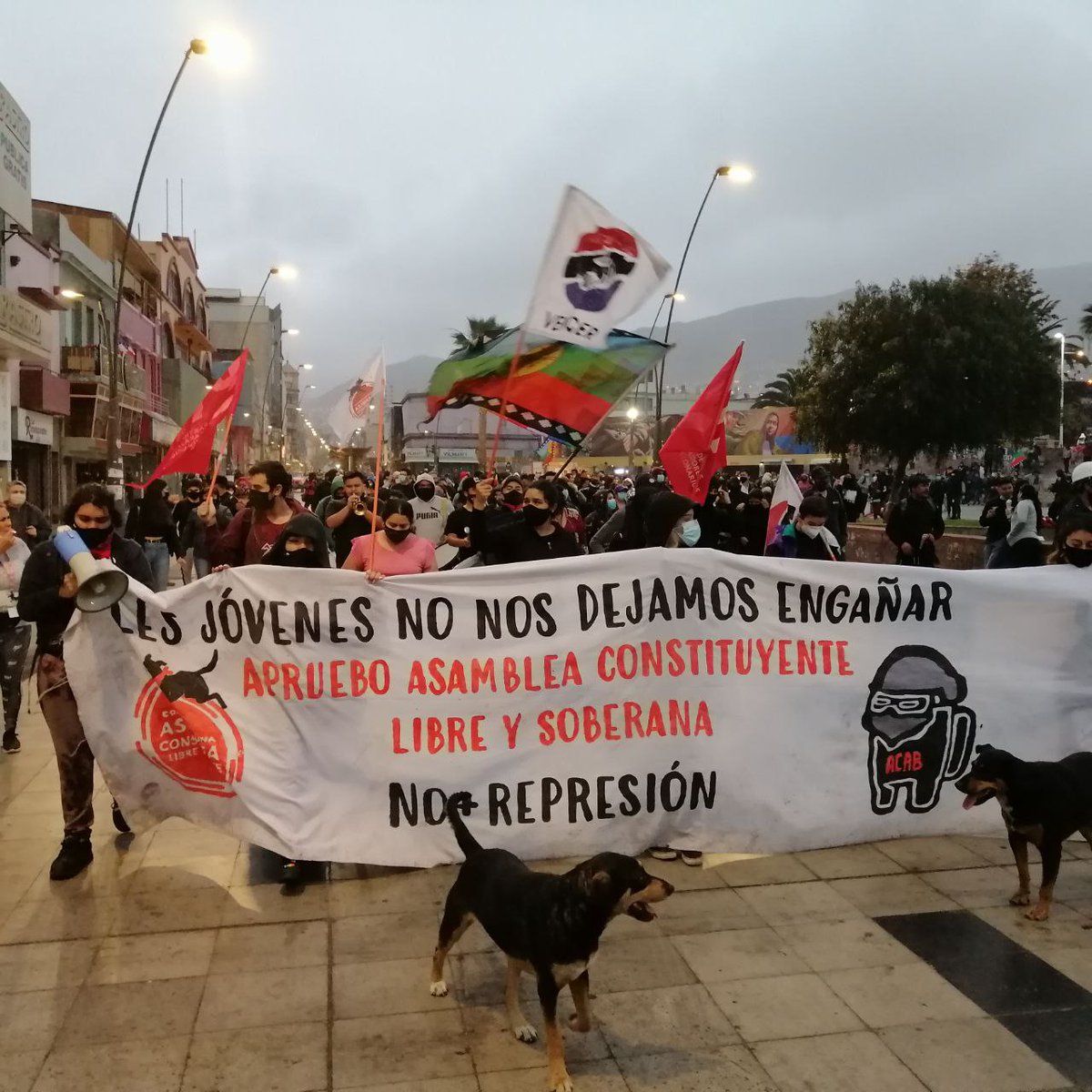 ComandoAC_LS's tweet photo. Les estudiantes de nuestro Comando salen a las calles en #Antofagasta a un año del #Octubre18. Retomemos el camino de la #HuelgaGeneral por el #FueraPiñera y una #AsambleaConstituyenteLibreySoberana contra las trampas del proceso constituyente https://t.co/pw1JGao2qk