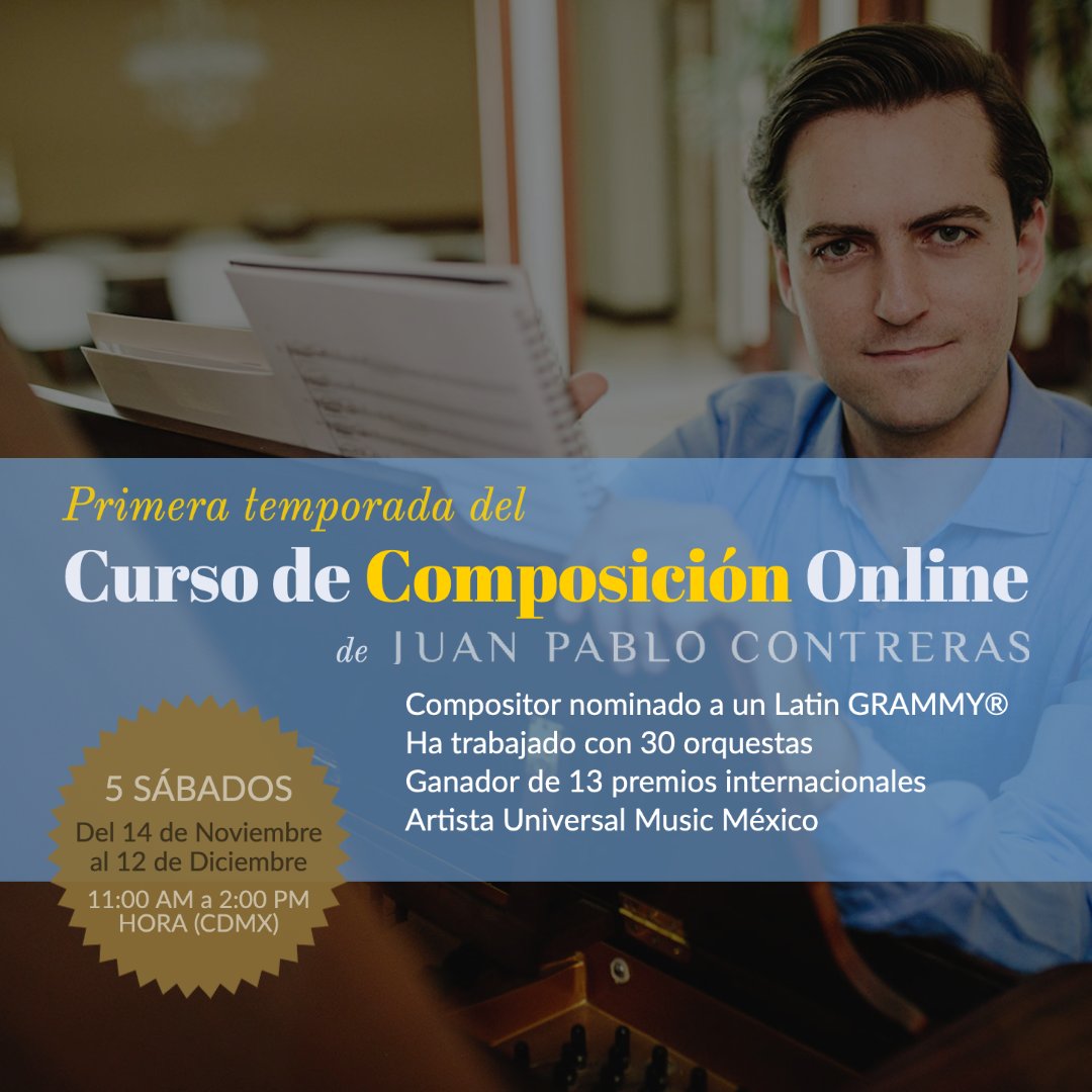 jpcomposer's tweet photo. CURSO ONLINE PARA COMPOSITORES
Inscripciones Abiertas!
https://t.co/3yTEff3wPq https://t.co/6NLtzI6wCM
