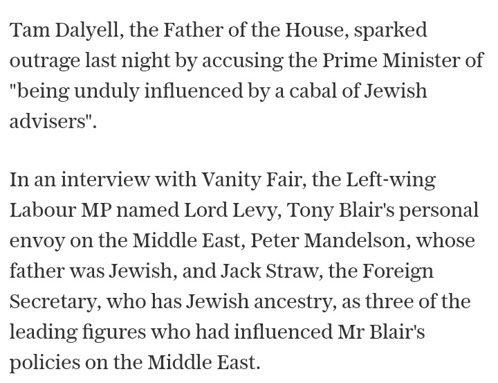 Mandelson said in 2003 "Apart from the fact that I am not actually Jewish, I wear my father's parentage with pride" after Tam Dalyell said he was part of "a cabal of Jewish advisers". (Its possible to be anti-semitic vs those who are not actually Jewish) https://www.telegraph.co.uk/news/uknews/1429114/Fury-as-Dalyell-attacks-Blairs-Jewish-cabal.html