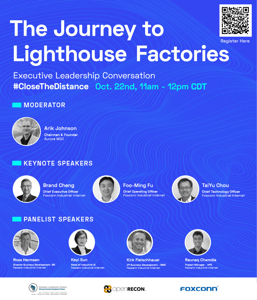 Learn how #DigitalTransformation is helping manufacturers adapt during the #COVID19 crisis and thrive in the future. Join Foxconn leadership as they share The Journey to Lighthouse Factories and #Industry40 in a #CloseTheDistance webinar! Register here 👉bit.ly/3lsSLyM