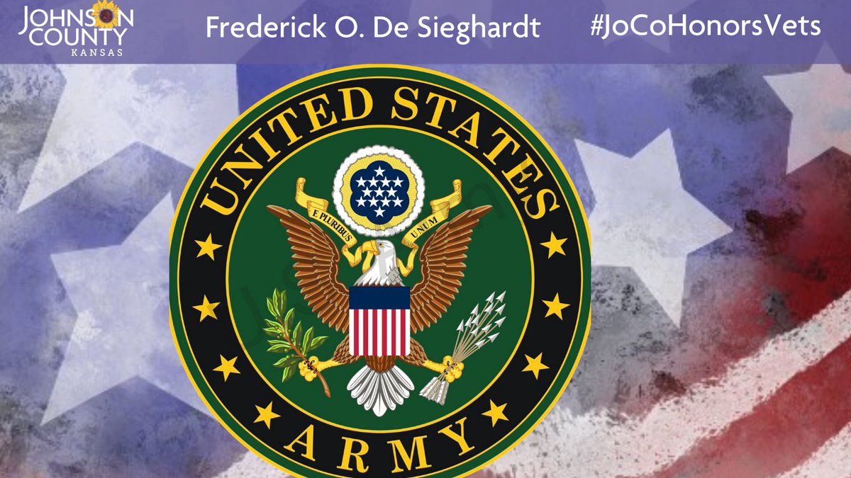 We don't have a photo for Frederick O. De Sieghardt, but we salute and recognize him because he is a World War II veteran who served in the  @USArmy. Visit his profile to learn about a highlight of an experience or memory from WWII:  https://www.jocogov.org/dept/county-managers-office/blog/frederick-o-de-sieghardt  #JoCoHonorsVets 