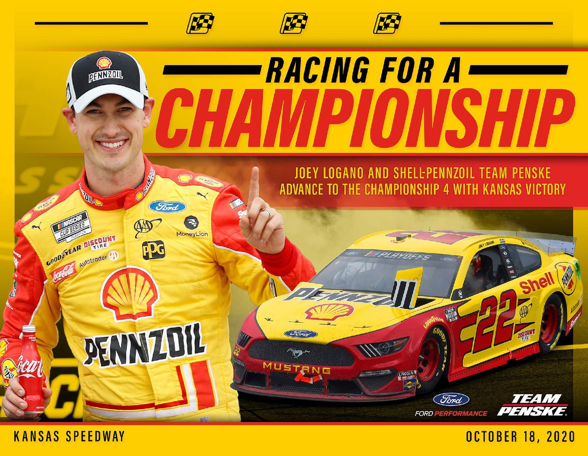 Congratulations to Joey Lagano and the #22 Shell-Pennzoil Team Penske crew on their outstanding win at Kansas Speedway and for advancing to the NASCAR Championship 4 in Phoenix.