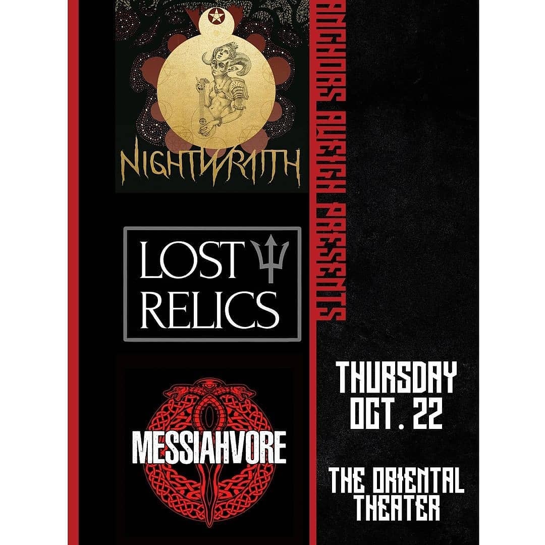 SailorRecords's tweet image. This Thursday at @theorientaltheater!!!  
 Come rock with @nightwraithband, @lostrelicsband, and @messiahvore Thursday 10/22!
#Nightwraith #LostRelics #messiahvore #theOrientalTheater #Denver #Colorado #SupportLocalMusic  #AnchorsAweigh #sailorrecords #denverisheavier