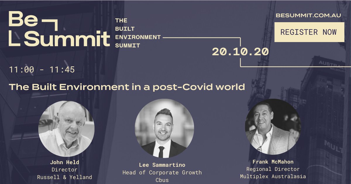 the_be_summit's tweet photo. Final session at 11am, 'The Built Environment in a post-Covid World'. Our expert panel discuss the implications of government stimulus, new policies, regulations and opportunities for the built environment to bounce back in a post-covid construction landscape. #BeSummitAU https://t.co/ohCjoCCv6c