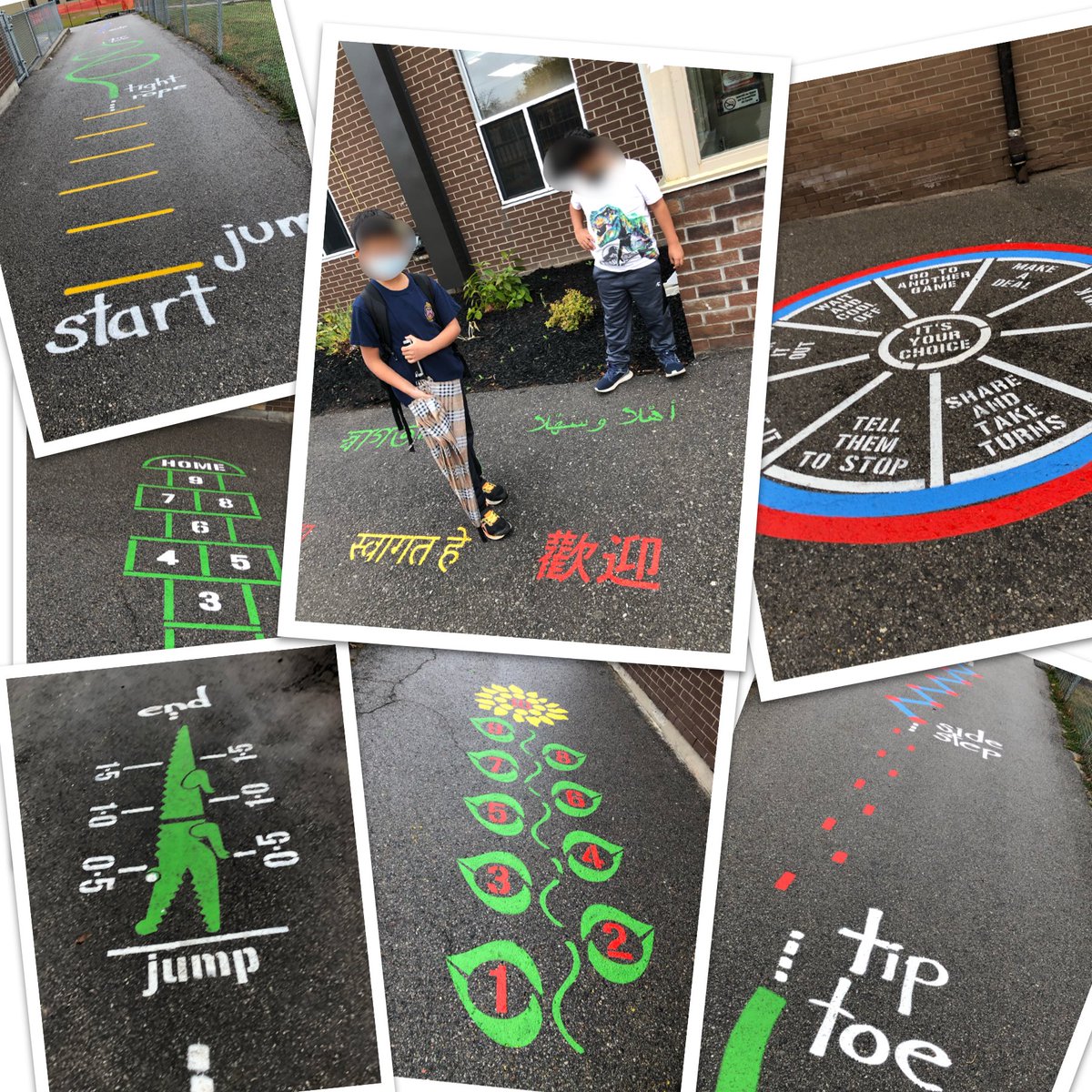 New pavement games were a big hit today, even with the rainy weather! These students were excited to teach me “welcome” in their language. #ddsbengagement #ddsbequity #ddsbwellbeing <a href="/durhamschools/">Durham Schools</a> <a href="/MaggieLazarus/">Margaret Lazarus</a>