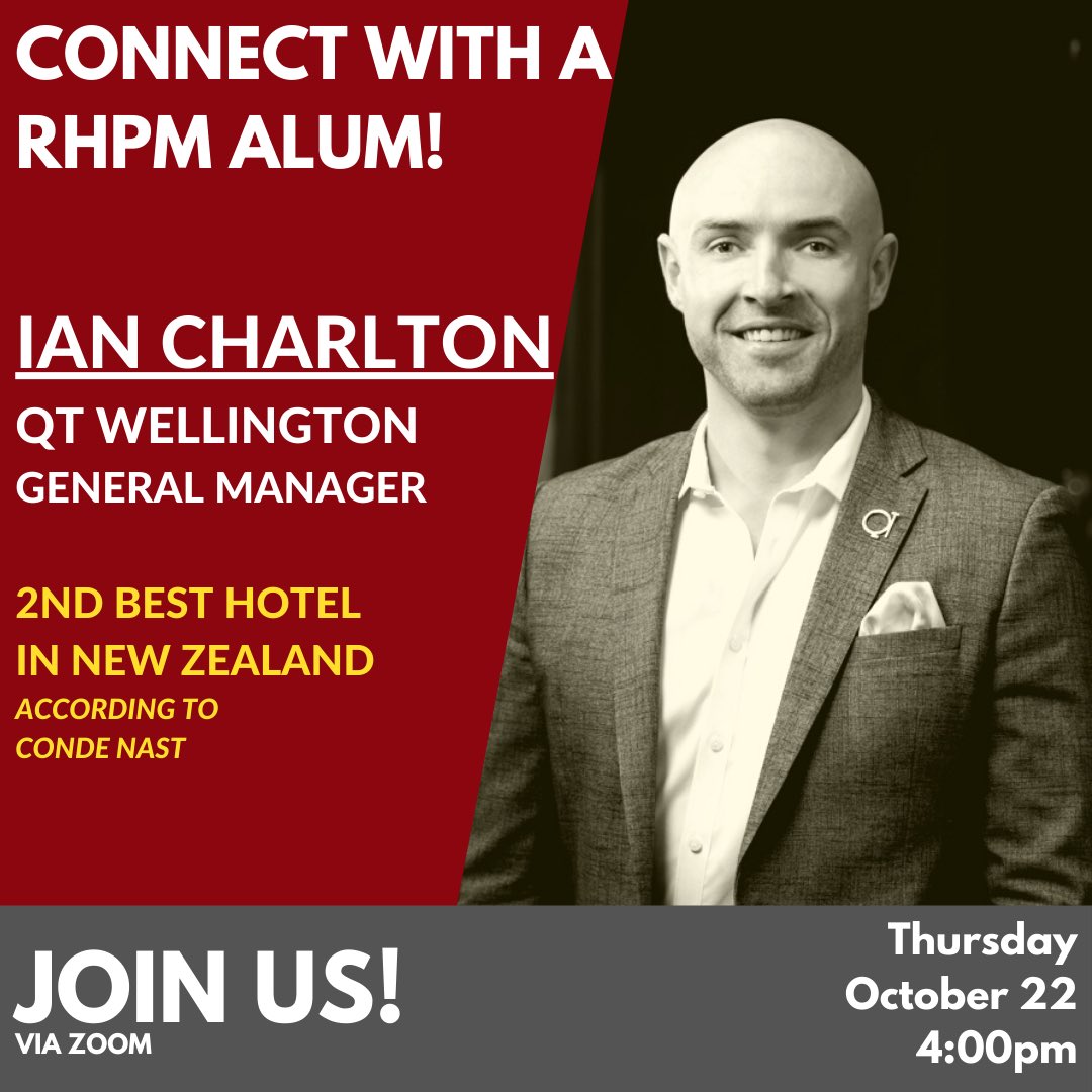 Interested in learning more about the international hotel industry? Join us on Thursday at 4pm as we chat with QT Wellington Hotel General Manager, Ian Charlton (RHPM ‘12). The Zoom link can be found in our website. #QTWellington #HotelIndustry #ChicoState #IanCharlton