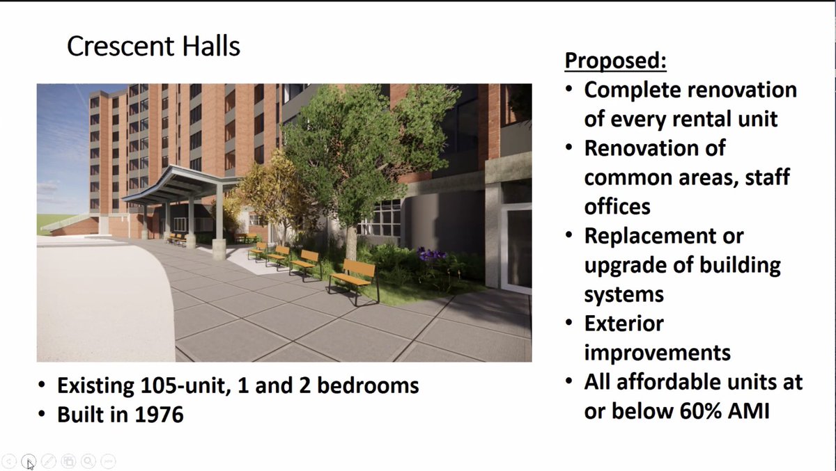 the renovation of crescent halls will cost an estimated $15.4mil. all units will rent for at or below 60% AMI
