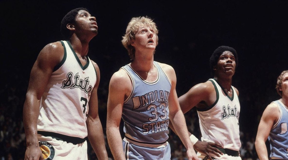 2) At Michigan State University, the legend of Magic Johnson only grew.Magic would win the 1978 NCAA Championship as a sophomore, beating Larry Bird's Indiana State team.Next up — the 1979 NBA Draft, where Magic was selected #1 overall by the Los Angeles Lakers.