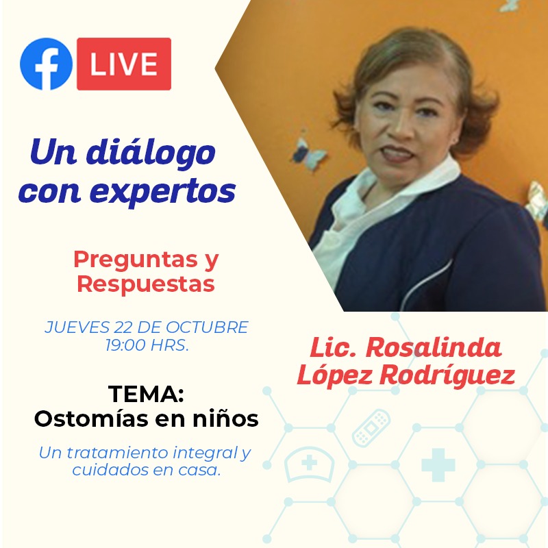 Únete a nuestro primer "Diálogo con expertos": #FacebookLive, que realizaremos de forma mensual, abierto al público que convive con pacientes con #heridas, #ostomías e #incontinencia.

💡"Ostomías en niños". Tratamiento integral y cuidados en casa.
🗓️Jueves 22 de octubre, 19 h.