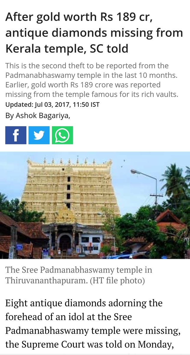 One of the Gold mine is Padmanabhaswamy Temple in Kerala, which has precious stones & Gold worth 1 Trillion dollar, there has been regularly thefts going on at various temples. Even this temple in Tranvancore has experienced theft which was informed to Supreme Court.