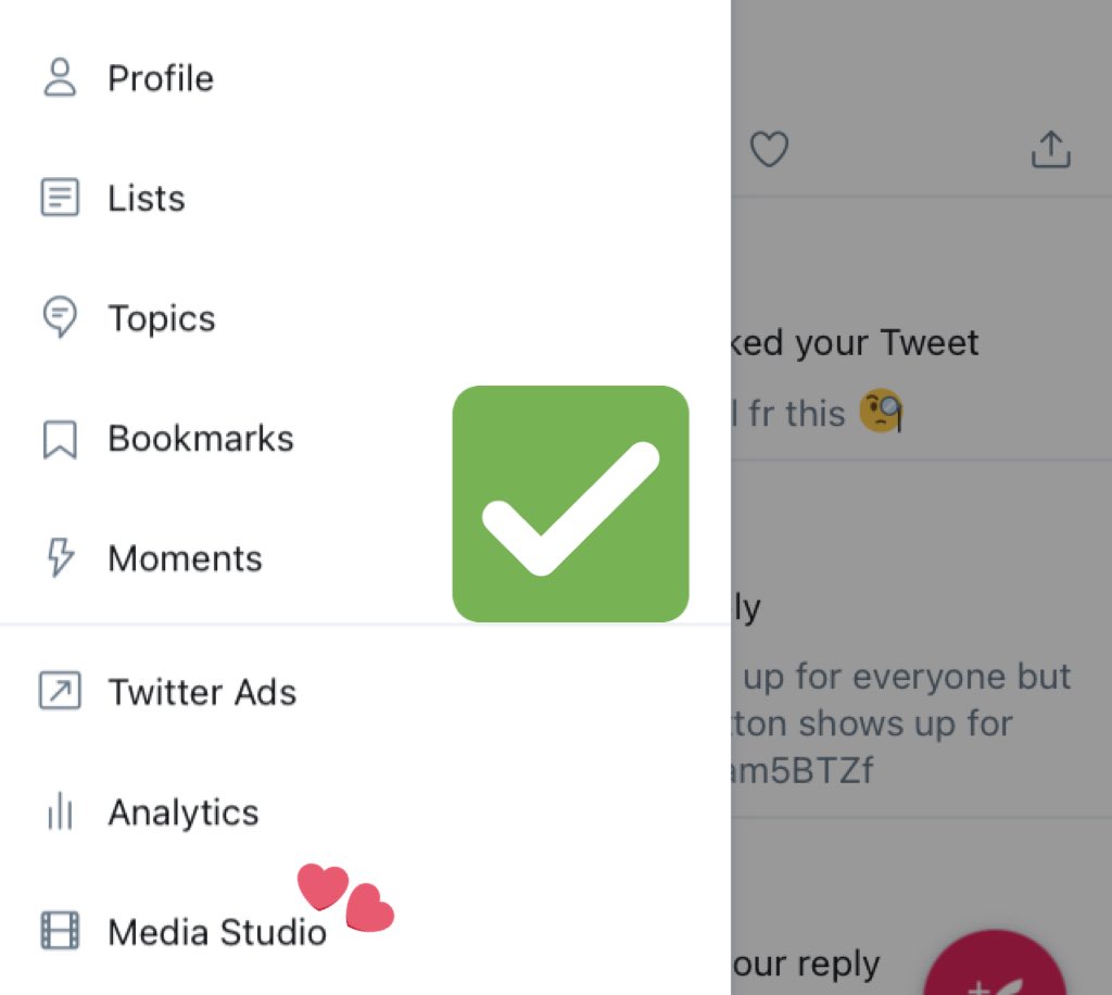 you can only & #39;apply& #39; for twitter media studio when u login to on pc OR phone BUT request for desktop website on your browser. this is not available on the app. only on the website. you have to get it first that way.this is what an account with it vs without looks like