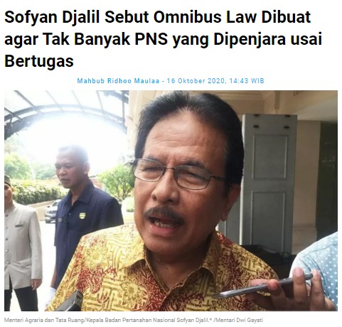 Sofyan Djalil Sebut Omnibus Law Dibuat agar Tak Banyak PNS yang Dipenjara usai Bertugas
https://t.co/kM7NBdAhlG
Menyelaraskan Aturan